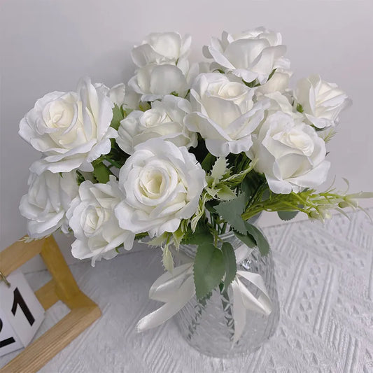 Bouquet de Roses Blanches Artificielles
